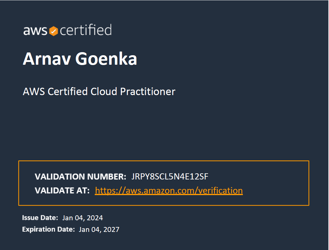 AWS Certified Cloud Practitioner certificate